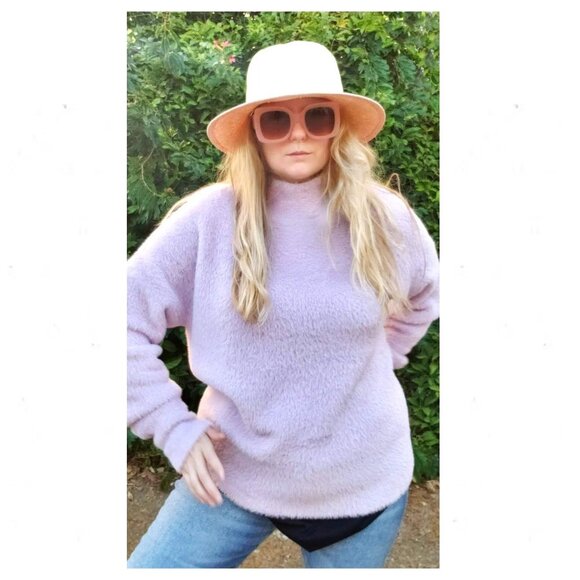 5/$100 SALE - French Connection Lilac Fuzzy Edith Sweater - Picture 2 of 7